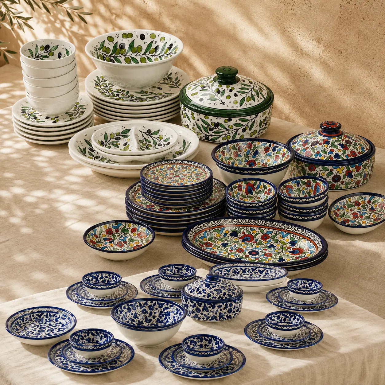 Ceramic Dinnerware Set – Handmade Palestinian 24-Piece Tableware