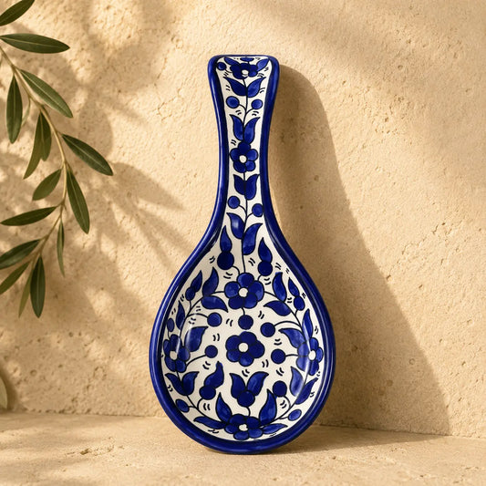 Handcrafted Palestinian Ceramic Spoon Rest – Large Spoon Holder