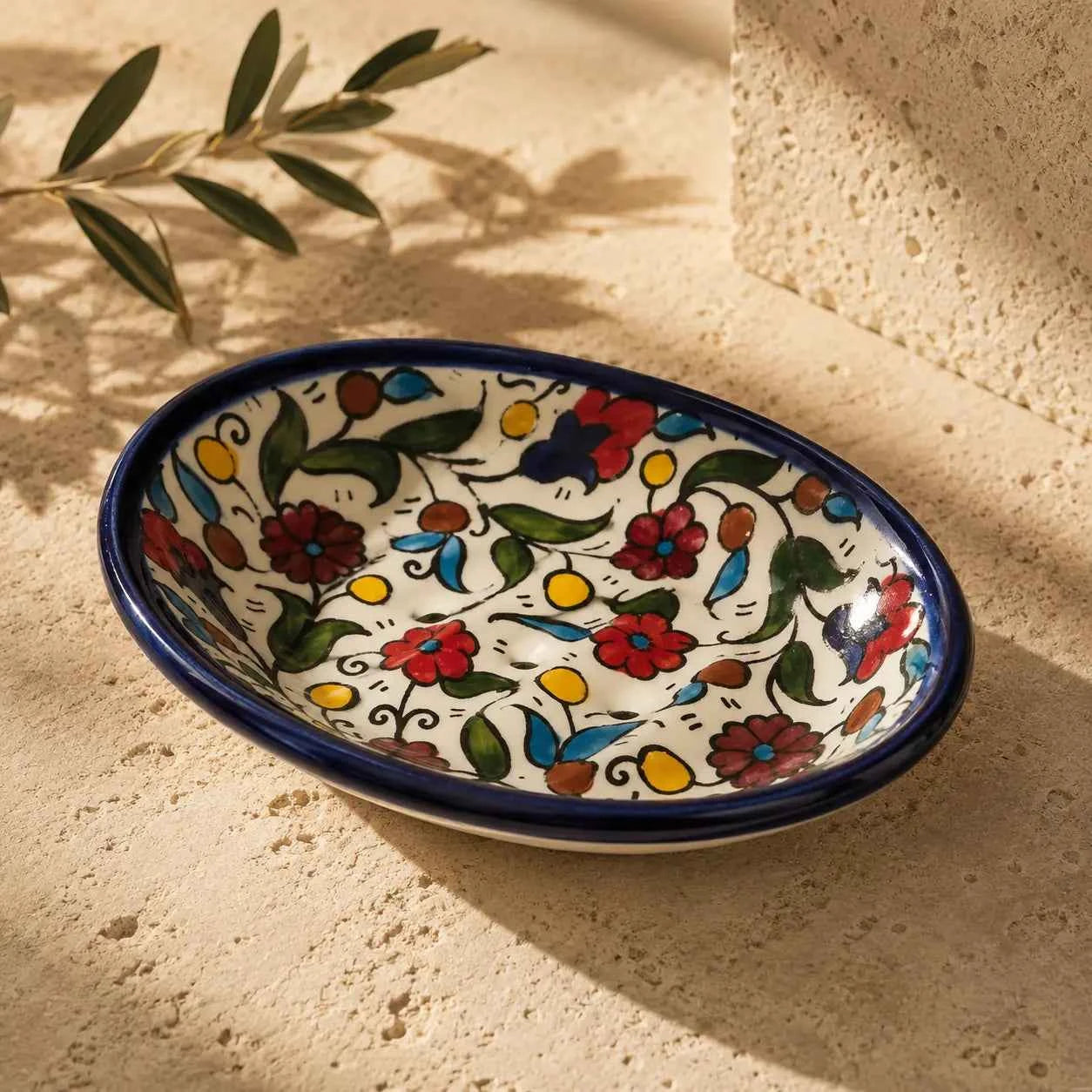 Ceramic Soap Dish with Drainage 11×14.3×3 cm – Soap Holder Tray