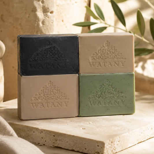 Savon Palestinien à l'huile d'olive et aux herbes – Savon de Castille artisanal et parfumé, Savon de Naplouse et Gel douche de Palestine