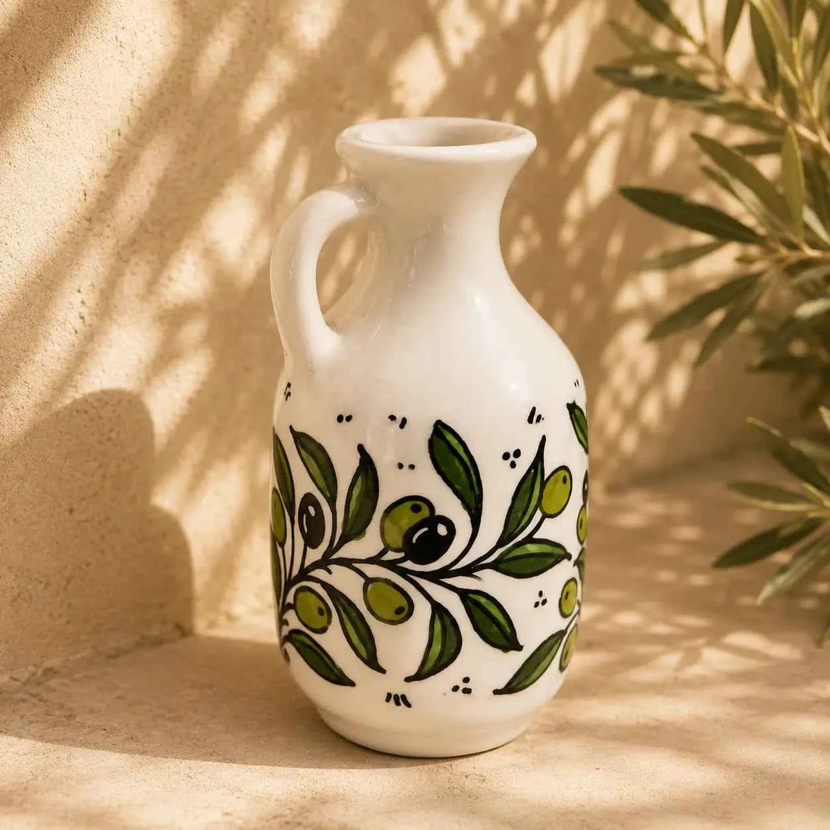 Ceramic Oil Jug ( Oil Dispenser) 15 cm (Zatoun, Colorful & Blue Floral) – Oil Pourer