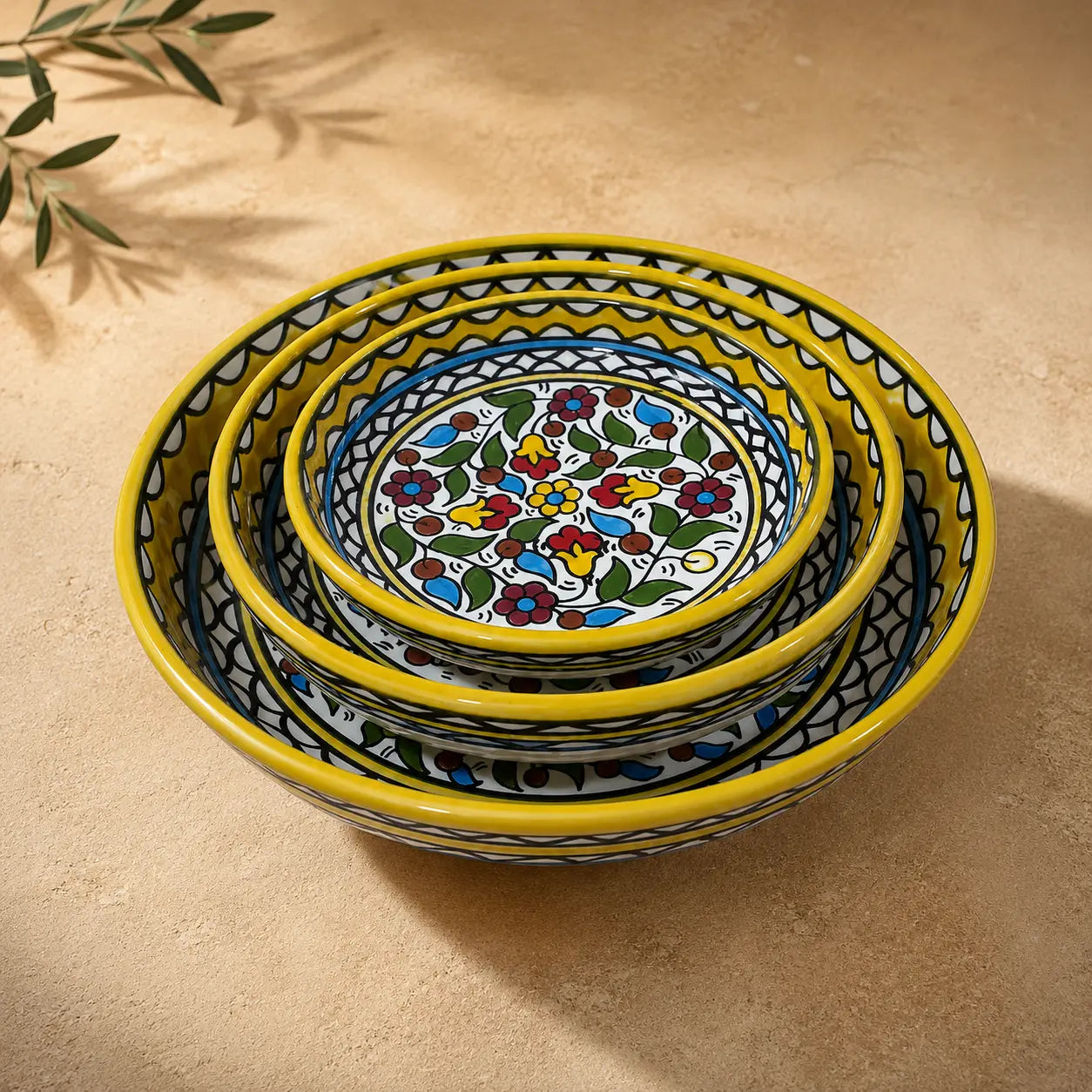 Safad Ceramic Bowl – Floral Serving, Salad & Pasta Bowl, Decorative Mediterranean Tableware (23cm, 28cm, 35cm) (Copy)