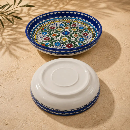 Al Turkiah Ceramic Ceramic Bowl – Floral Serving, Salad & Pasta Bowl, Decorative Mediterranean Tableware (23cm, 28cm, 35cm) (Copy)