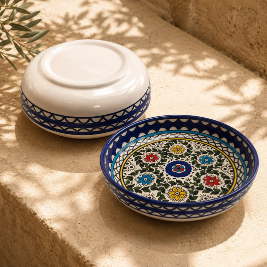 Al Majdal Ceramic Bowl – Floral Serving, Salad & Pasta Bowl, Decorative Mediterranean Tableware (23cm, 28cm, 35cm) (Copy)