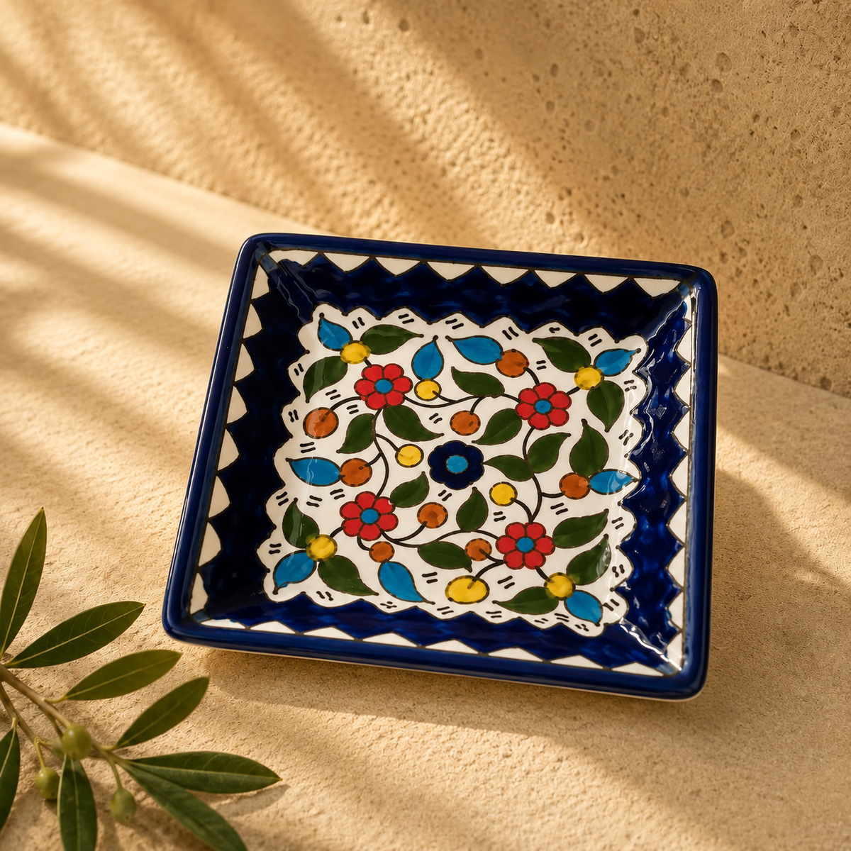 Alkhalil Small Square Appetizer Ceramic Plate - 4 in (10 cm)