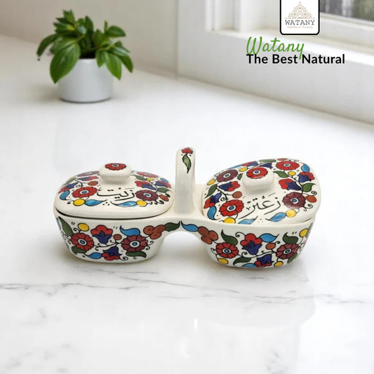 Ensemble d'assiettes à huile d'olive et zaatar 12×11,5×23,5 cm