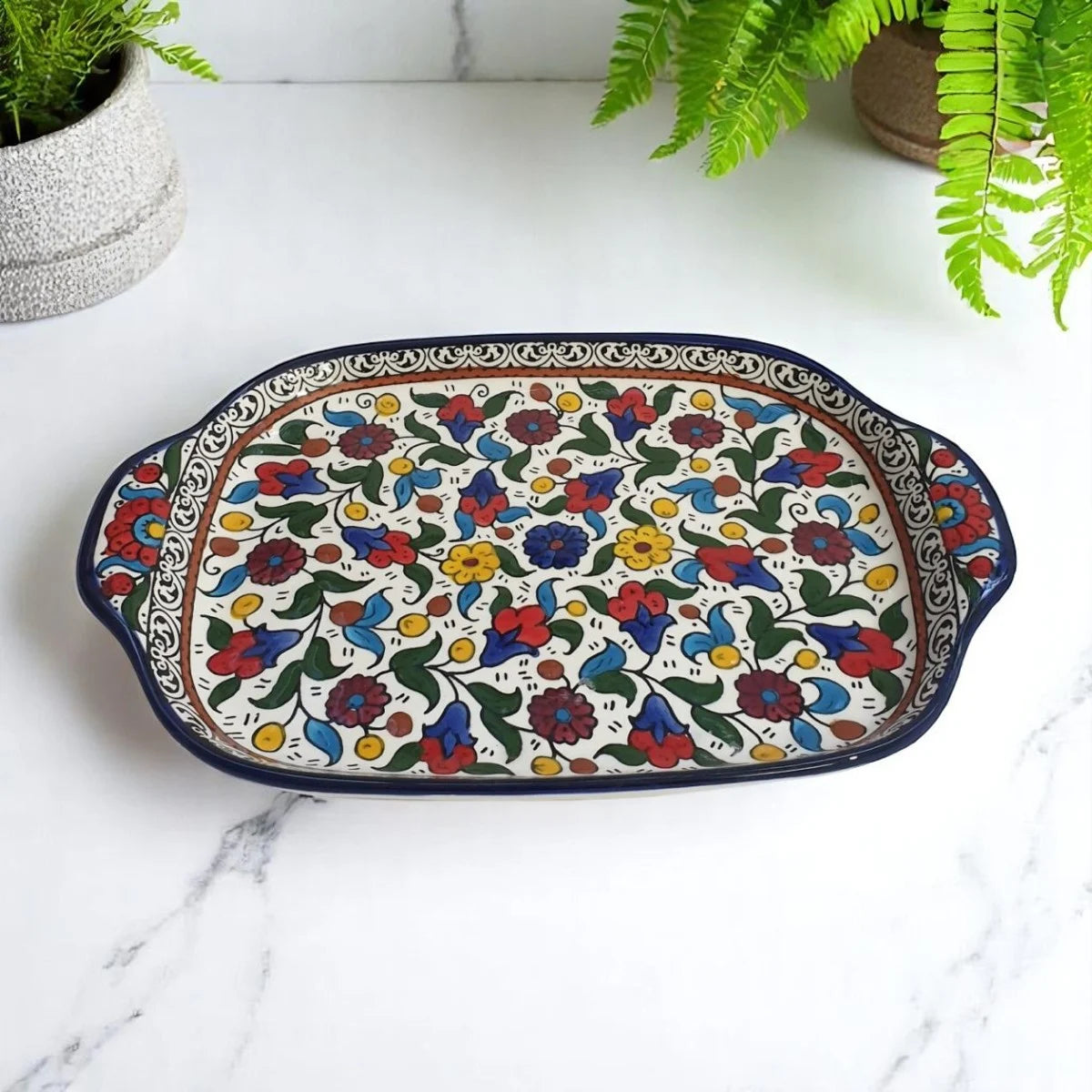 Palestinian Ceramic Serving Plate.