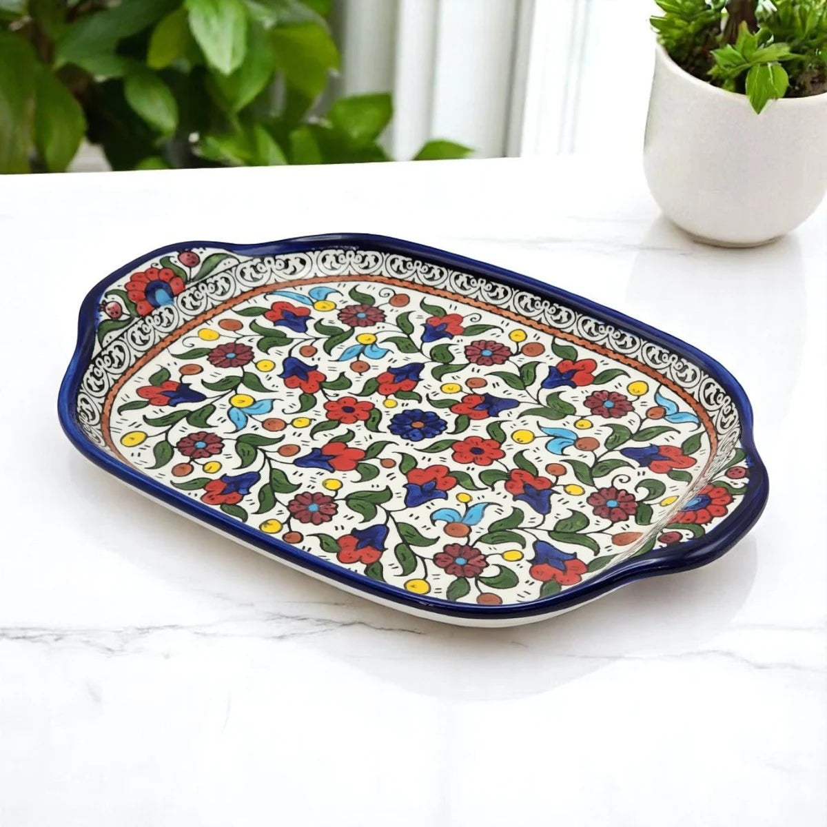Palestinian Ceramic Serving Plate.