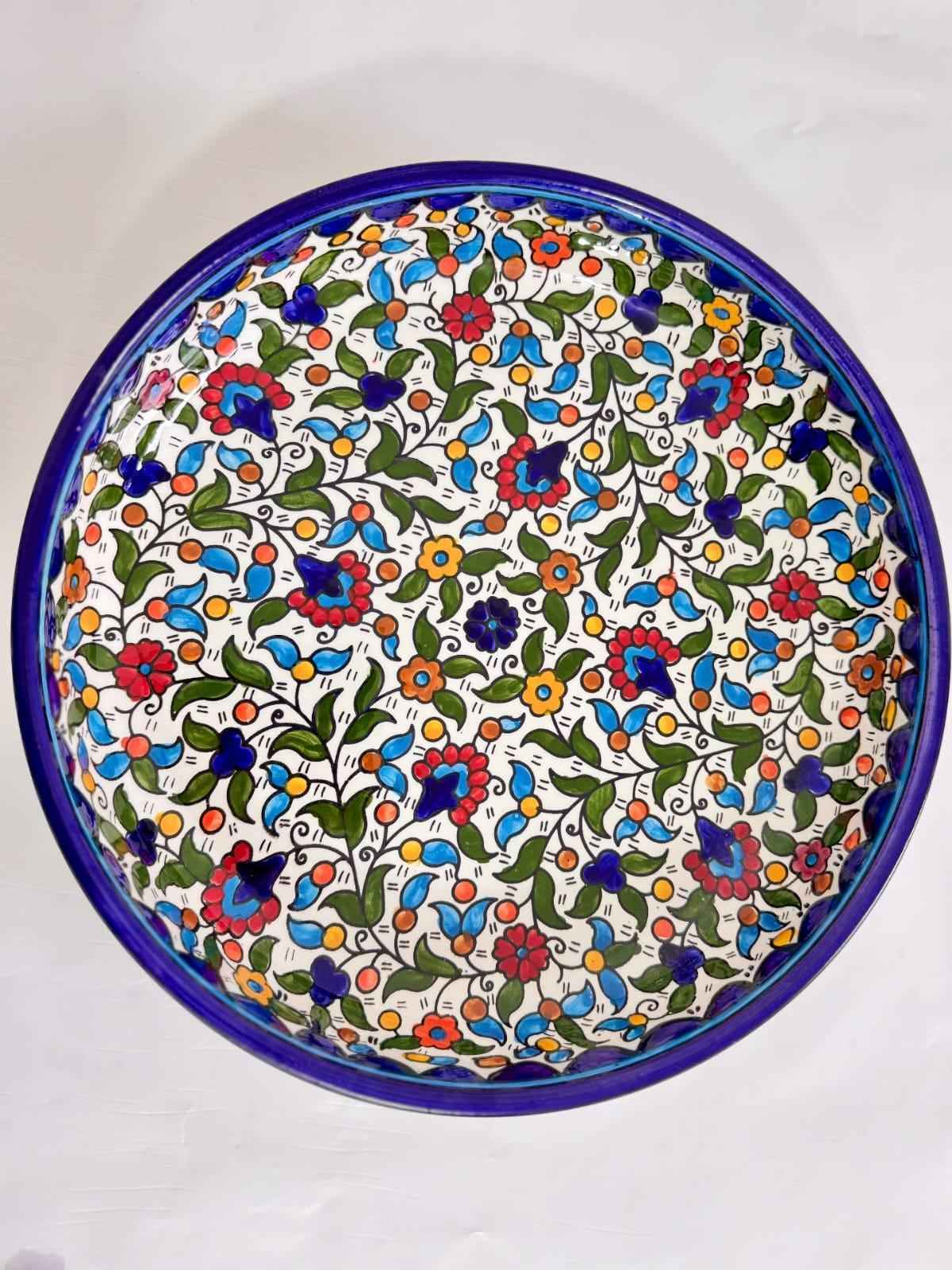 Palestinian Flower Ceramic Bowl – Big & Medium Sizes, Maqluba Bowl, Serving & Mixing Bowl