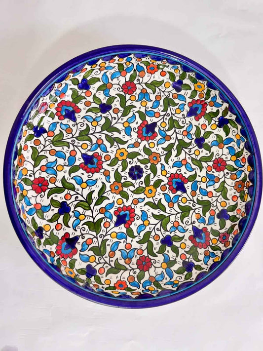 Palestinian Flower Ceramic Bowl – Big & Medium Sizes, Maqluba Bowl, Serving & Mixing Bowl