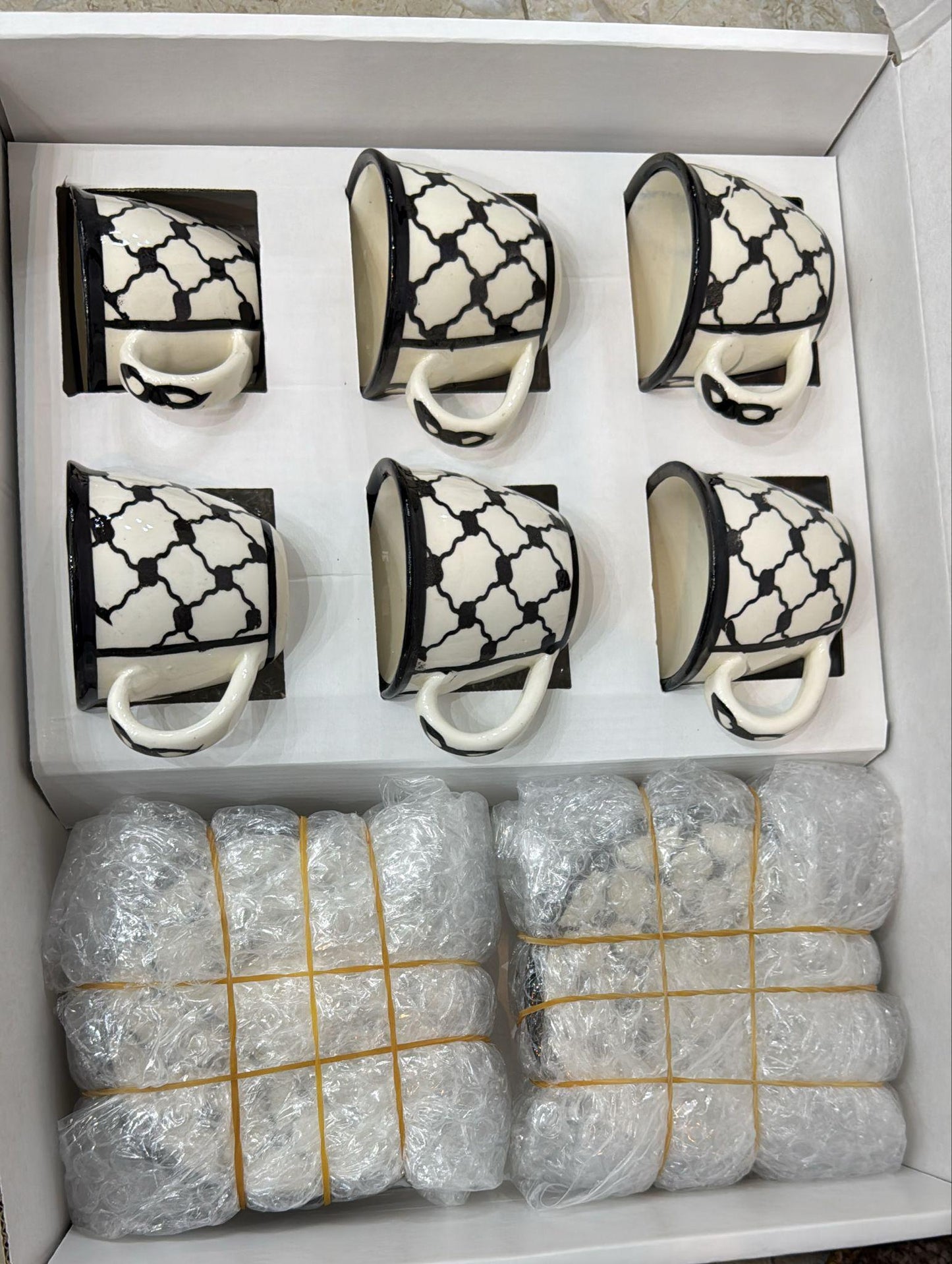 Service à café palestinien Kuffia, 6 tasses avec soucoupes, 10 x 9 x 7 cm