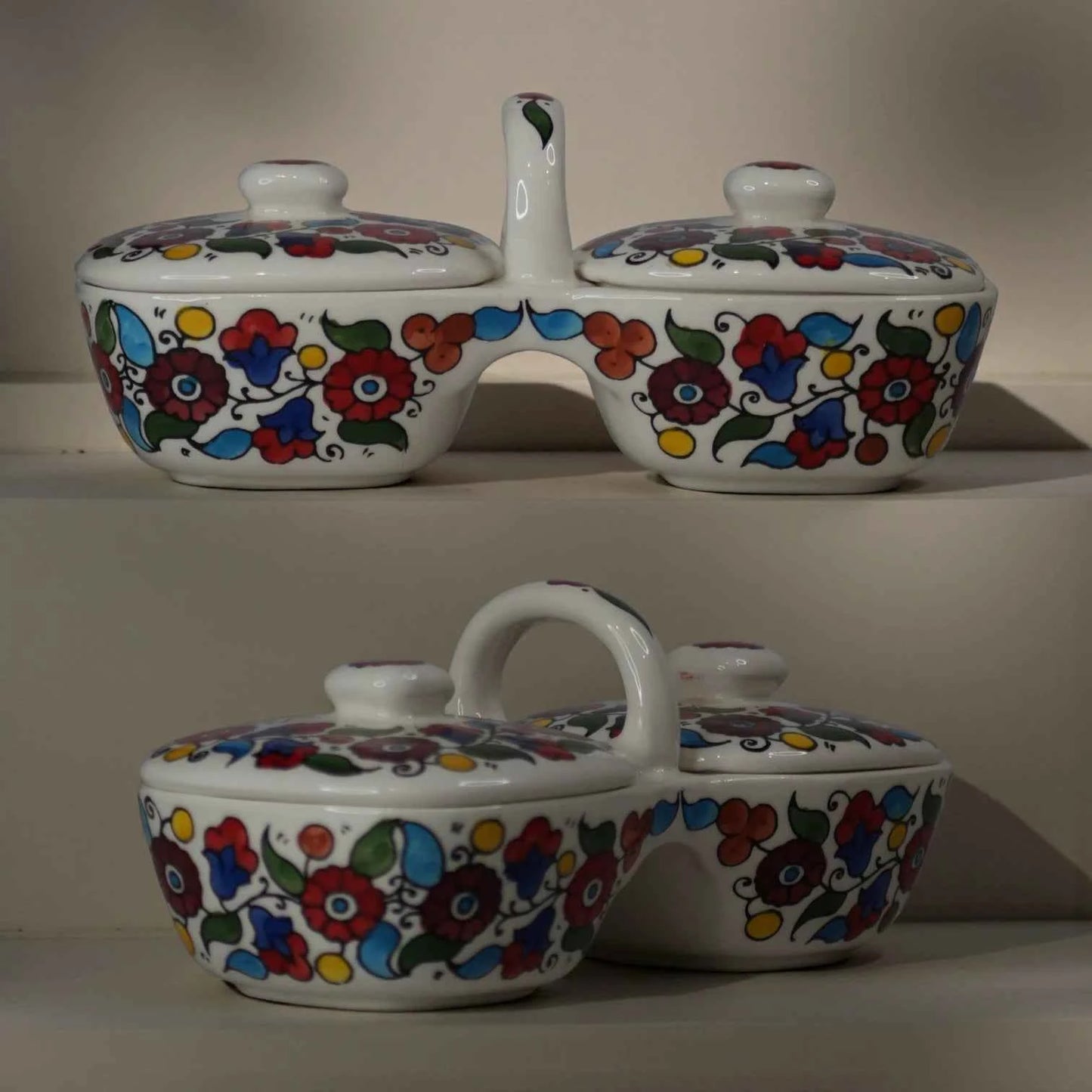 Olive Oil & Za’atar Plates Set – Handmade Ceramic Serving Dish (12×11.5×23.5 cm)