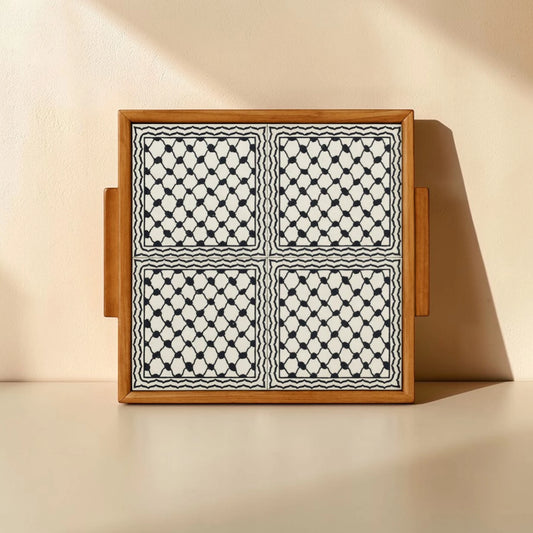 Palestinian Keffiyeh Arabic Coffee Bundle with Square Tray