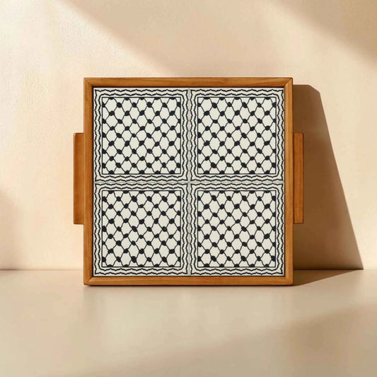 Palestinian Keffiyeh Arabic Coffee Bundle with Square Tray