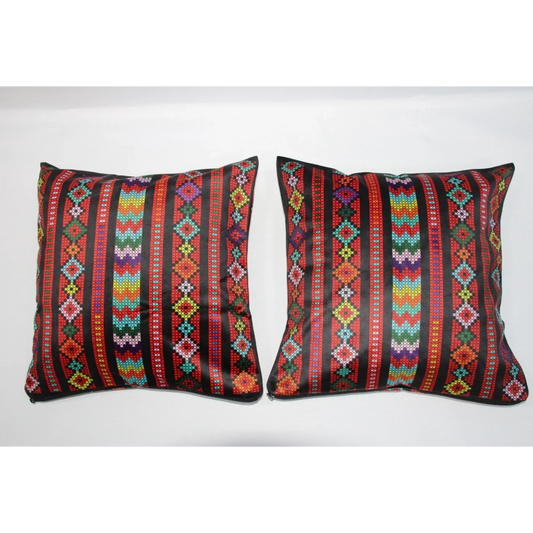 Cushion Cover Set of 2 – Palestinian Tatreez – 45 cm – Heritage Stripes