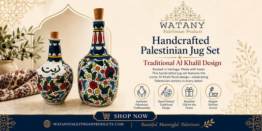 Handcrafted Palestinian Jug Set with Traditional Al Khalil Design