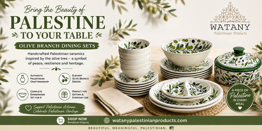 Bring Palestinian Heritage to Your Table with an Olive Branch Ceramic Dining Set
