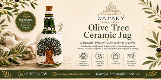 Olive Tree Palestinian Ceramic Jug: A Piece of Palestine for Your Home
