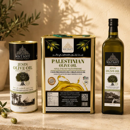 Jenin Palestinian Extra Virgin Olive Oil – 750ml, 1L & 16L - Watany Palestinian Products