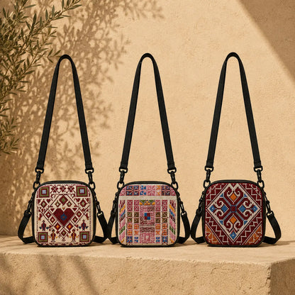Tatreez Small Crossbody Bag – Shoulder Bag with Adjustable Strap
