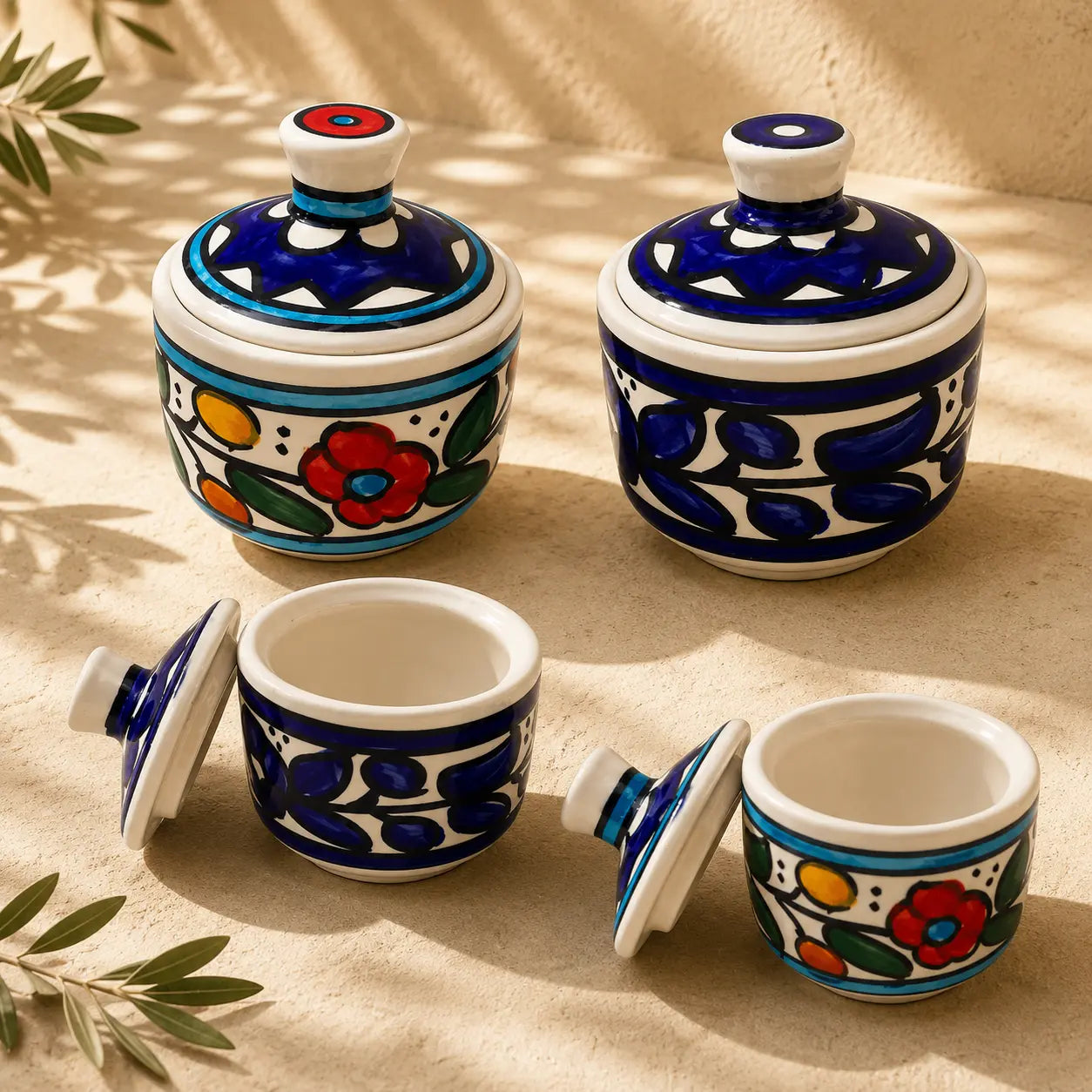 Ceramic Sugar Bowl with Lid – Small 7 cm, Handmade Decorative & Functional Tableware