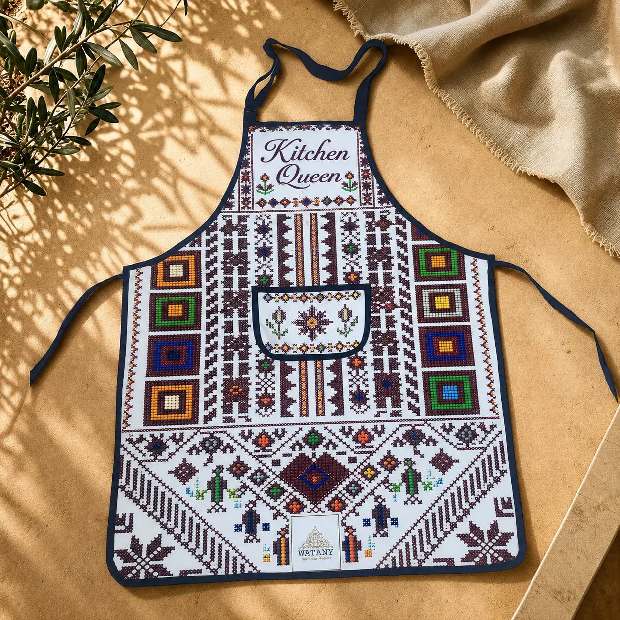 Tatreez Apron – Rubeen Thob Style - Cooking Apron for Kitchen - Mini
