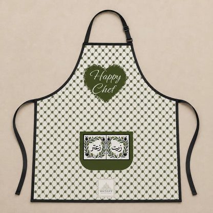 Happy Chef Palestinian Keffiyeh Apron – Olive Oil & Za’atar Pocket Kitchen Apron