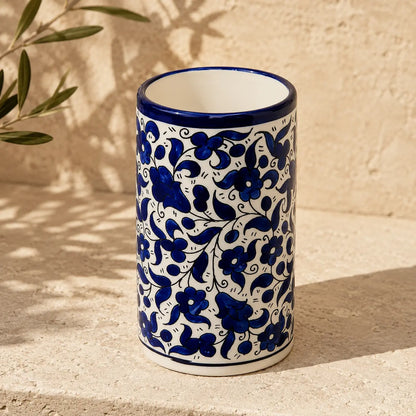 Utensil Holder Palestinian Hand-Painted Ceramic Utensil jar - Watany Palestinian Products