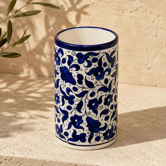 Utensil Holder Palestinian Hand-Painted Ceramic Utensil jar