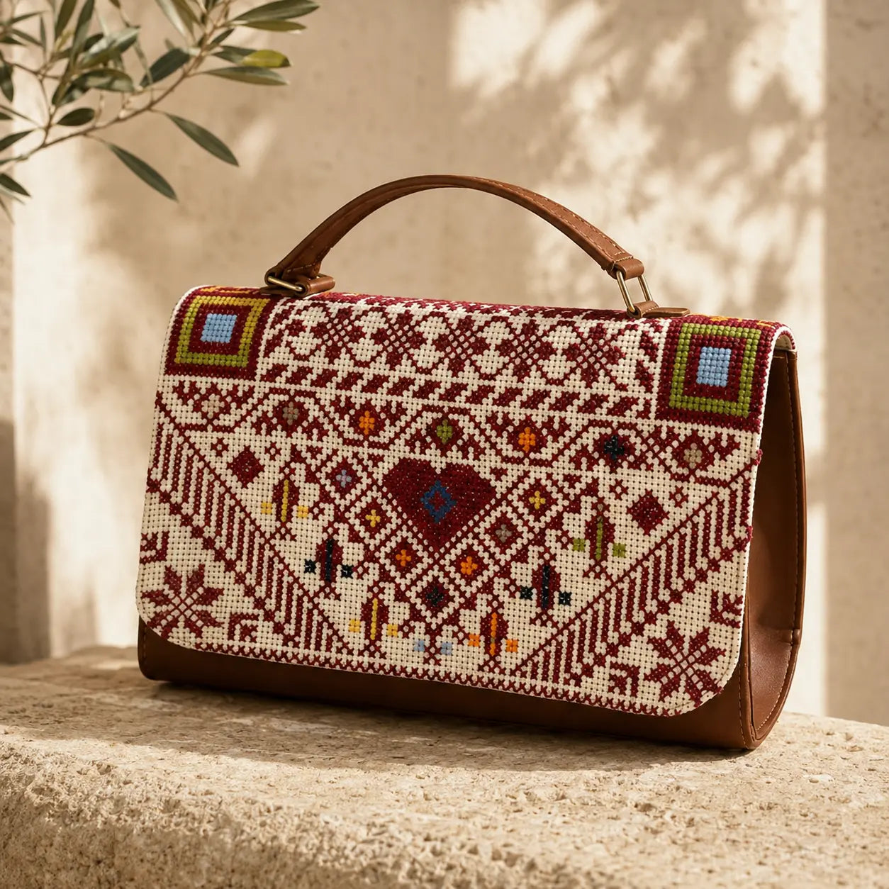 Palestinian Tatreez Crossbody Bag – Handmade Embroidered Shoulder Purse