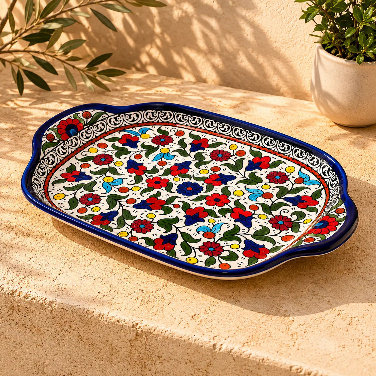 Plat de service en céramique palestinienne 24×34×7 cm