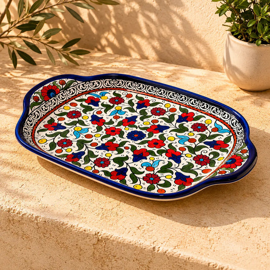 Plat de service en céramique palestinienne 24×34×7 cm