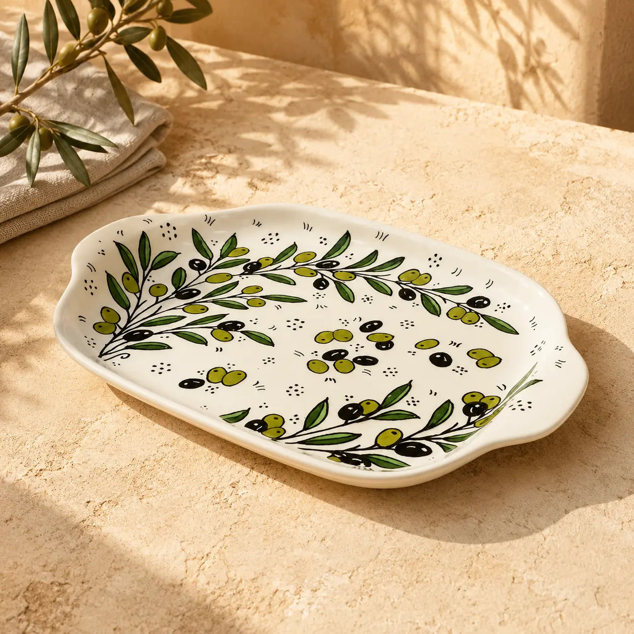 Plat de service en céramique palestinienne 24×34×7 cm