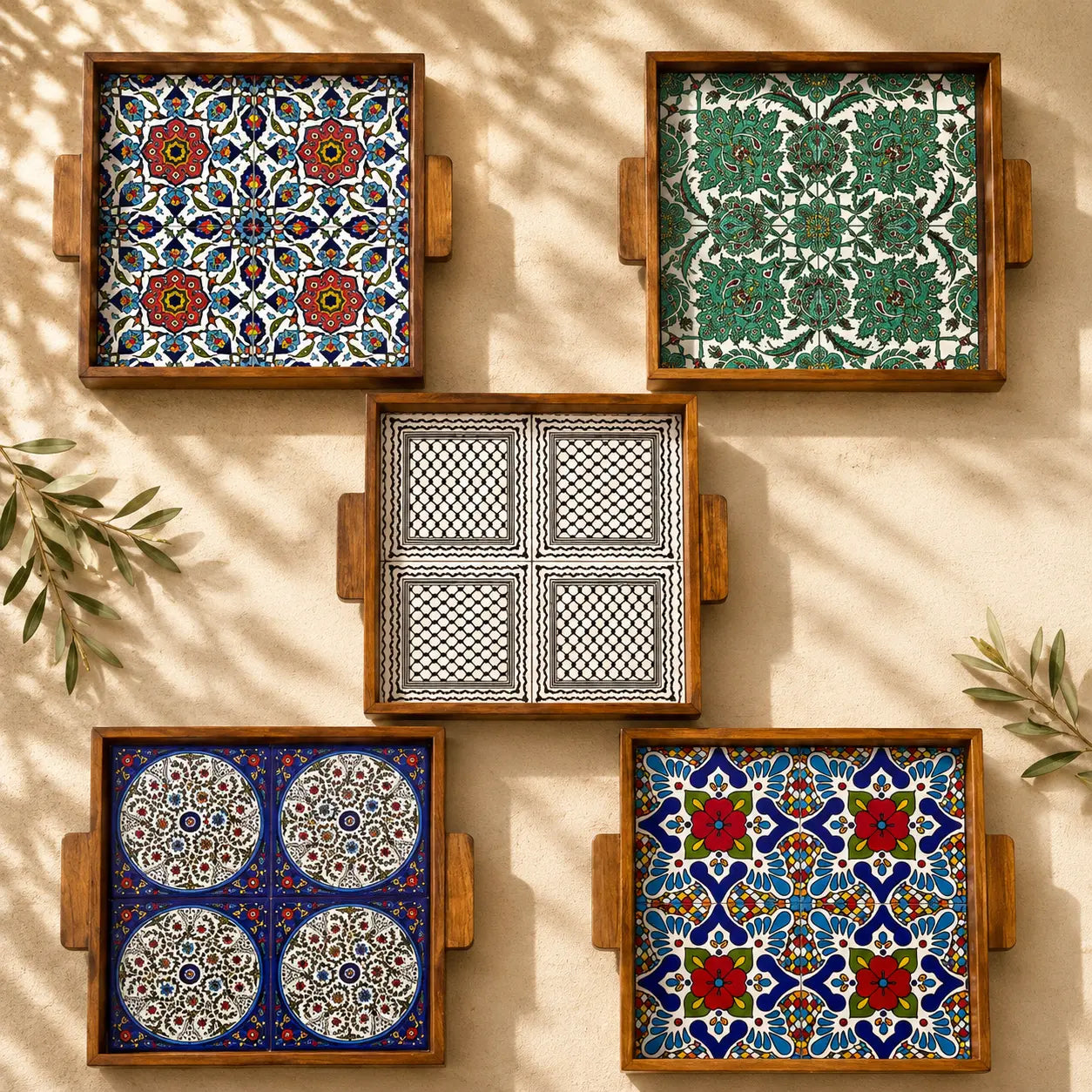 Plateau alimentaire palestinien carré 30x30x3 cm