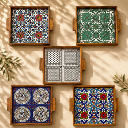 Plateau alimentaire palestinien carré 30x30x3 cm