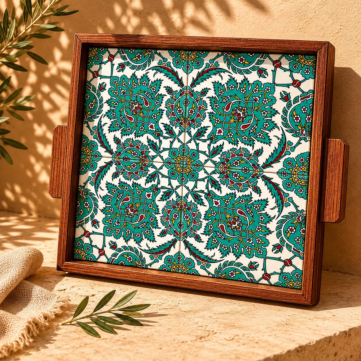 Plateau alimentaire palestinien carré 30x30x3 cm