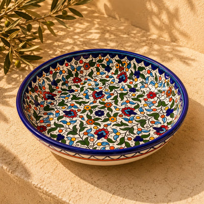 Palestinian Flower Ceramic Bowl – Big & Medium Sizes, Maqluba Bowl, Serving & Mixing Bowl