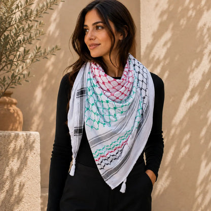 Palestinian flag-colour kufiya Scarf - Keffiyeh Scraf - Al-Watan