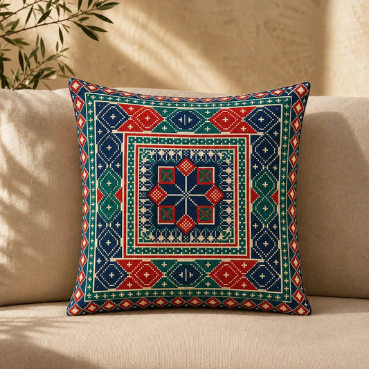 Traditional Geometric Tatreez Cushion Cover 45 cm
