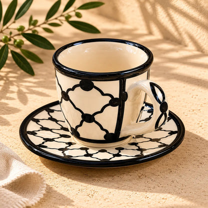 Service à café palestinien Kuffia, 6 tasses avec soucoupes, 10 x 9 x 7 cm