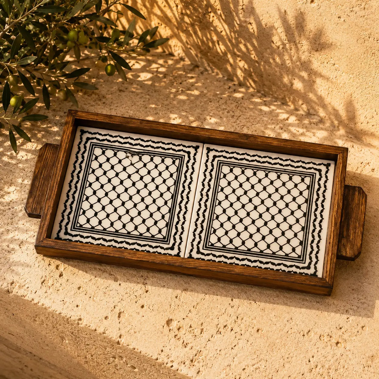 Plateau alimentaire rectangulaire palestinien 15x30x3 cm