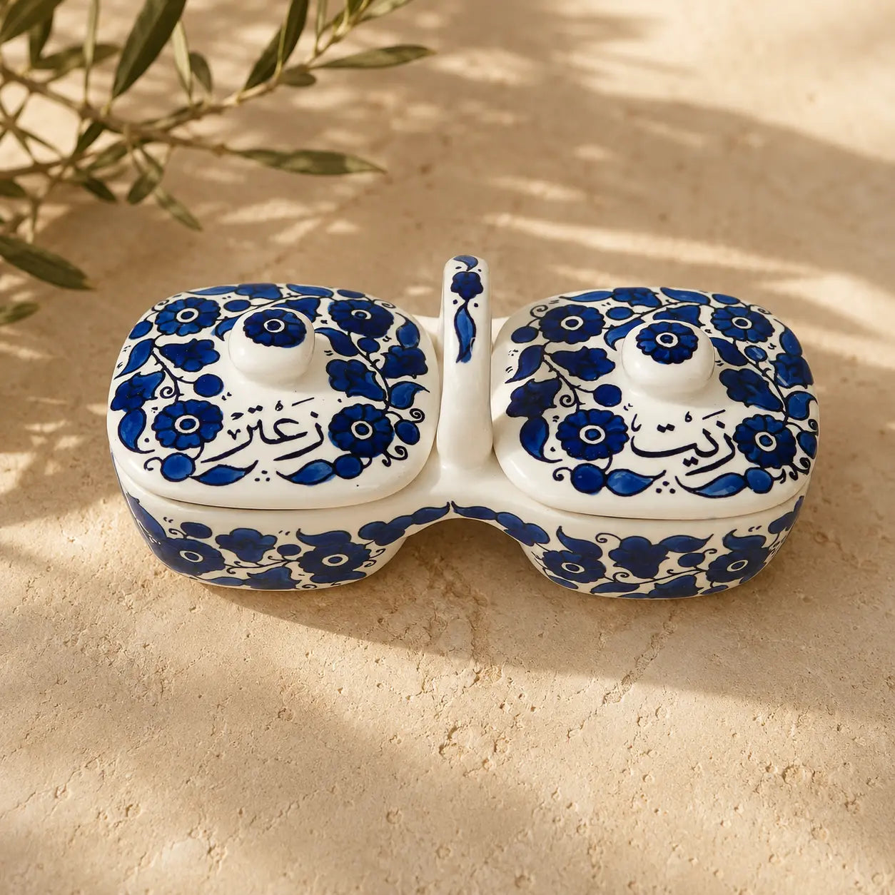Ensemble d'assiettes à huile d'olive et zaatar 12×11,5×23,5 cm