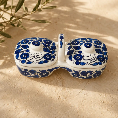 Ensemble d'assiettes à huile d'olive et zaatar 12×11,5×23,5 cm