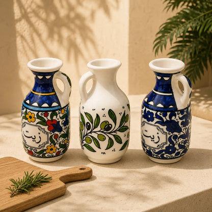 Pichet à huile d'olive palestinien 15 cm