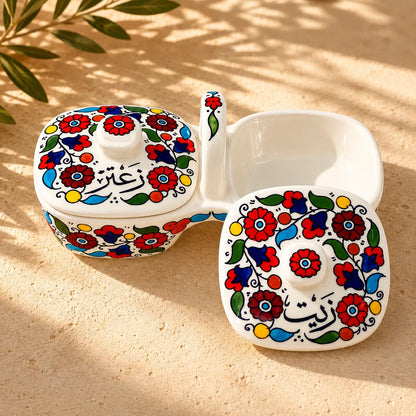 Ensemble d'assiettes à huile d'olive et zaatar 12×11,5×23,5 cm