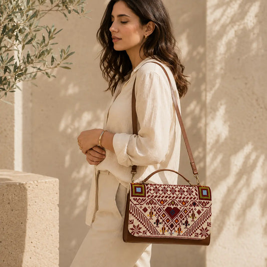 Palestinian Tatreez Crossbody Bag – Handmade Embroidered Shoulder Purse - Watany Palestinian Products