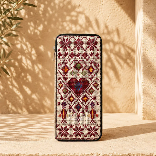 Tatreez Phone Pouch – Zip Wallet & Card Holder Sleeve - Watany Palestinian Products