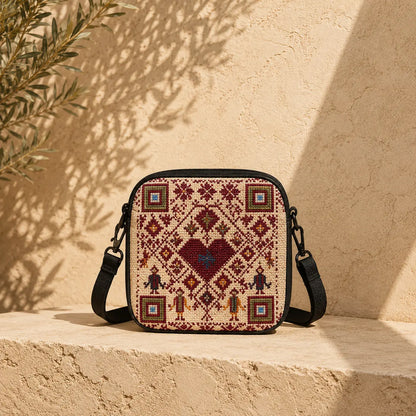 Tatreez Small Crossbody Bag – Shoulder Bag with Adjustable Strap