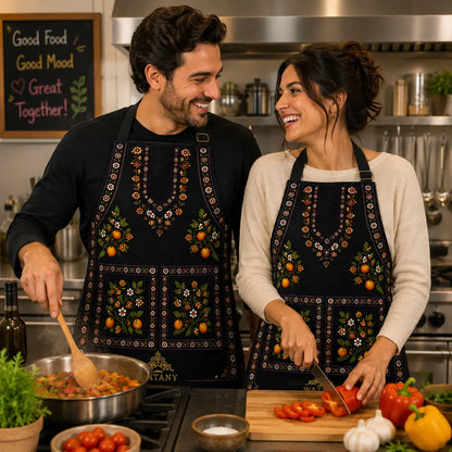 Palestinian Tatreez Apron – Yafa Orange Blossom Design