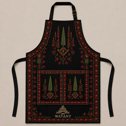 Palestinian Tatreez Apron – Gaza Cypress Design.